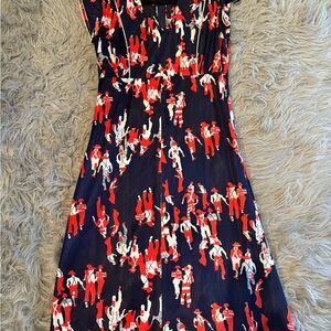 Vintage Blue and Red Smocked Sundress